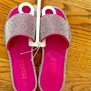 Mudd Girls Pink Rhinestone Sandals Flip Flops Size 13